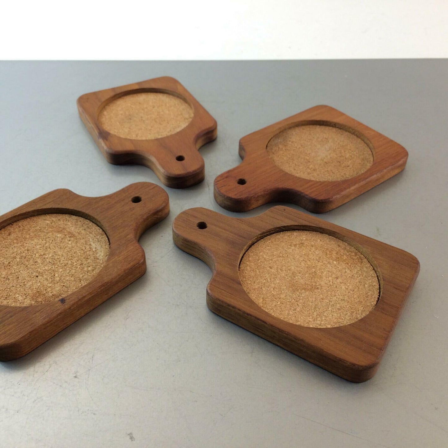 Untersetzer Gläser 50er 60er Holz Teak innen D 6,6 cm Teller