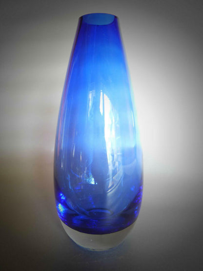 VASE Glas blau klar 50er 60er Jahre MID CENTURY 19 cm Dekoration