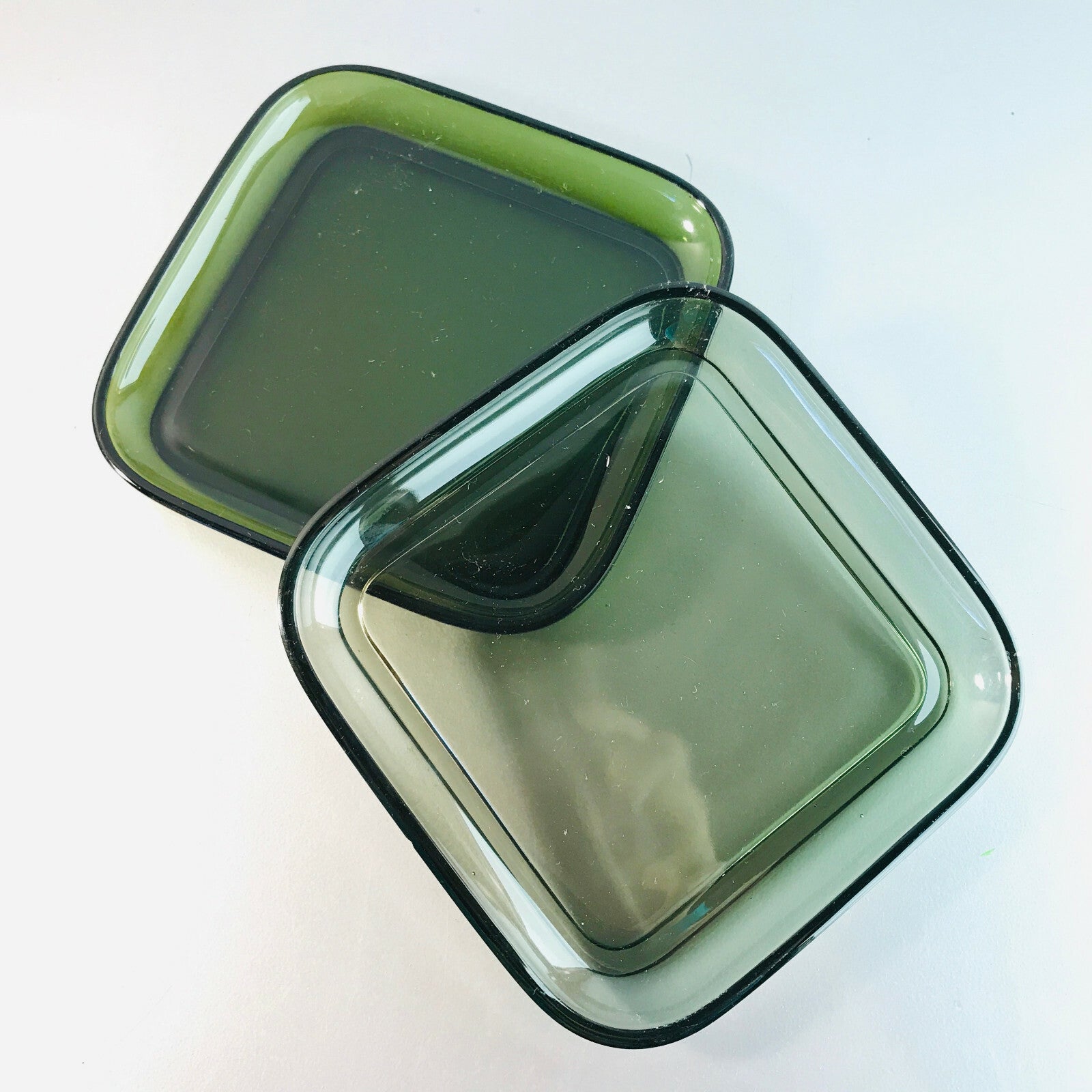 Vintage GLAS 50er 60er MID CENTURY Schälchen Schalen D 16,7 cm Rauchglas