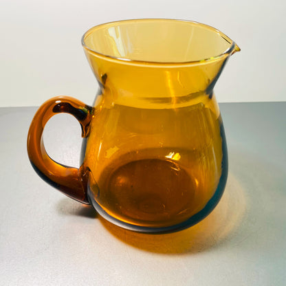 Kanne Karaffe 50er 60er 12 cm Bernstein braun VINTAGE Glas Saftkrug