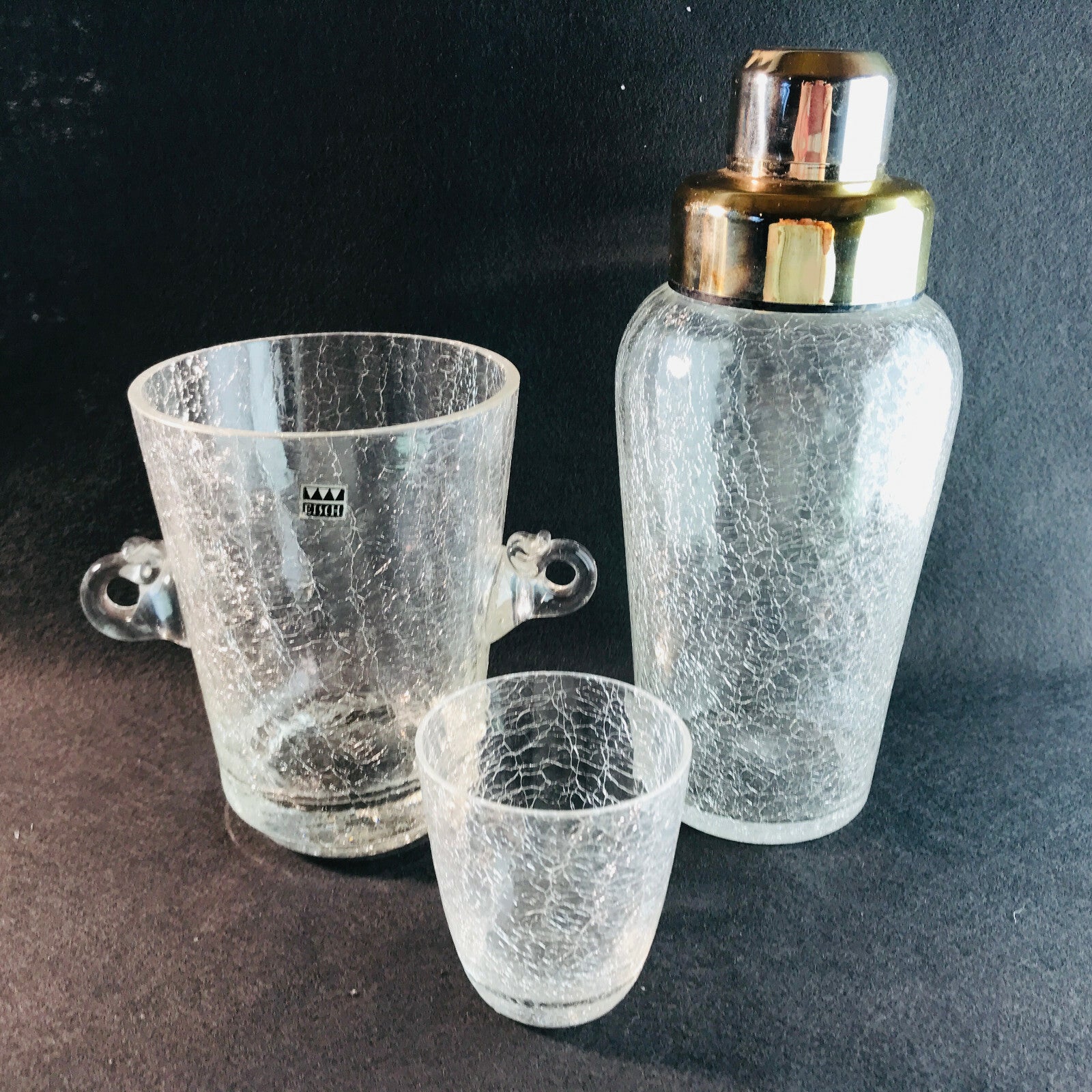 Cocktailshaker Shaker MID CENTURY Glas 50er 60er EISCH Craquelee  Eiseimer