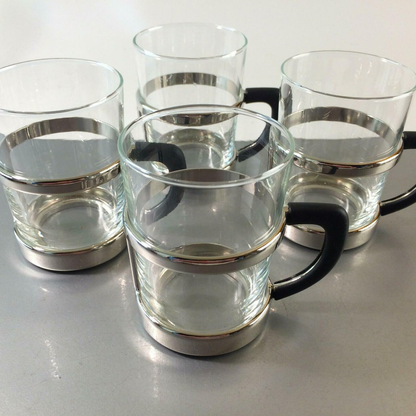 Teegläser Glas 50er 60er 4er Set Gläser Tasse Vintage schwarz