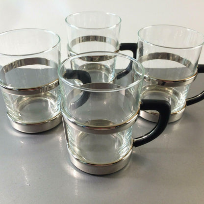 Teegläser Glas 50er 60er 4er Set Gläser Tasse Vintage schwarz