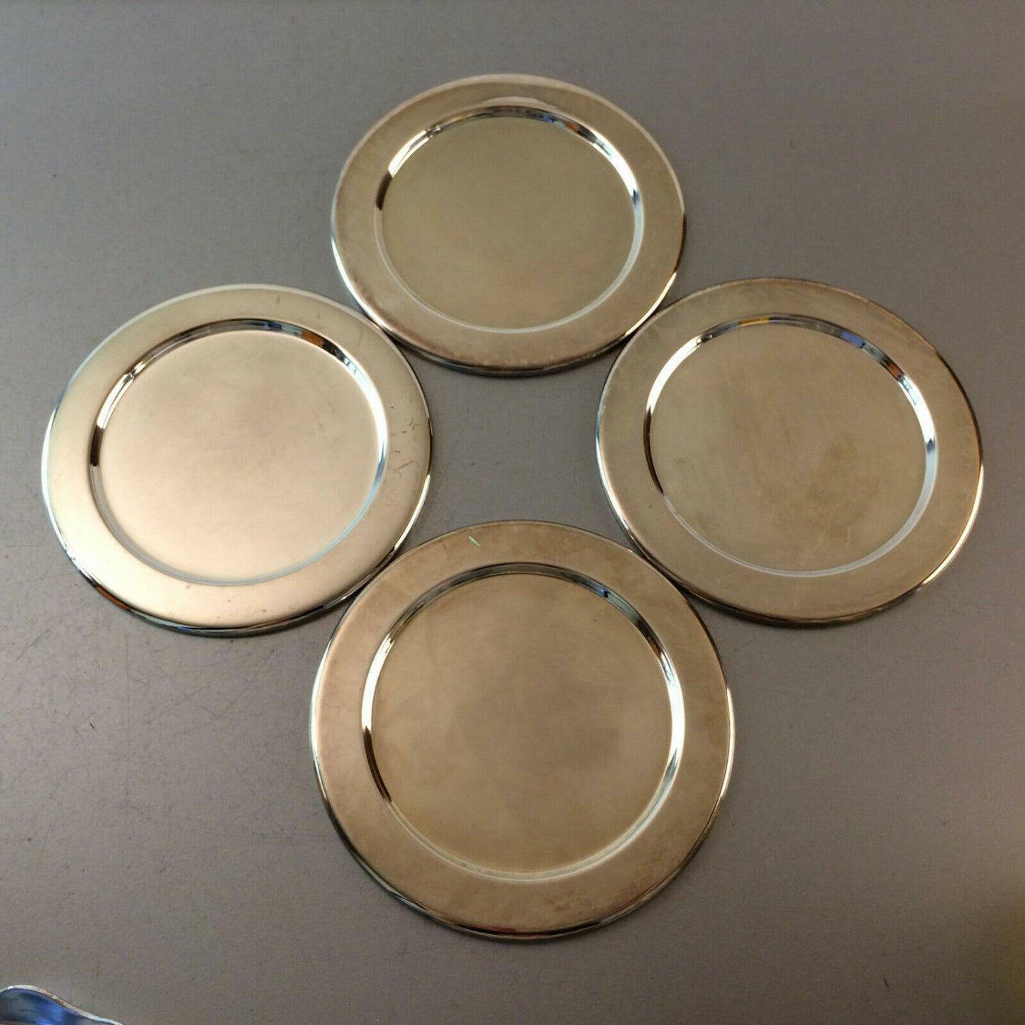 Untersetzer Teller versilbert 50er 60er CENTURY 10,5 cm 4er Set