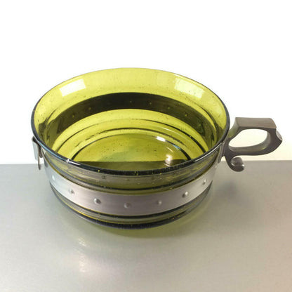 SCHALE Zinn 14,5 cm grün GLAS 50er 60er MID CENTURY