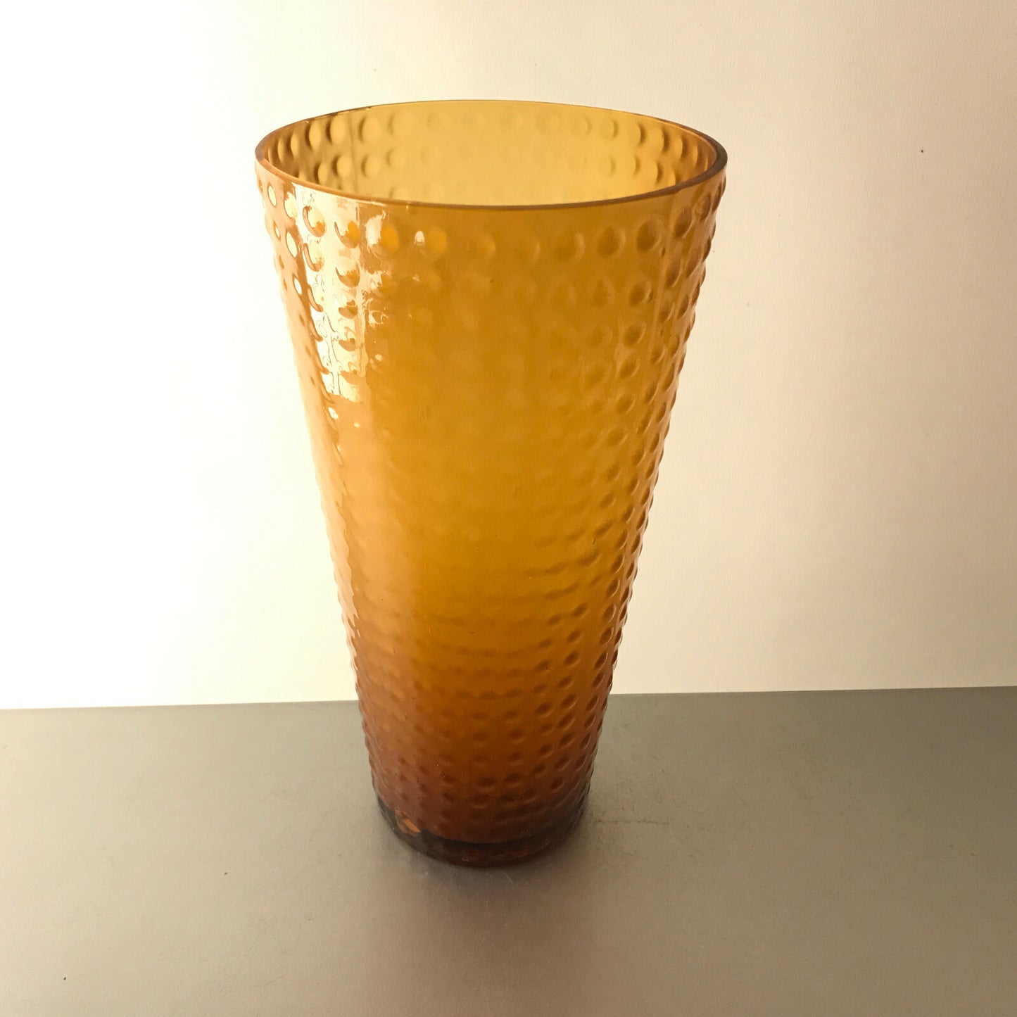 MID CENTURY Vase braun 24 cm 50er 60er Glas Glasvase Vintage Satinato