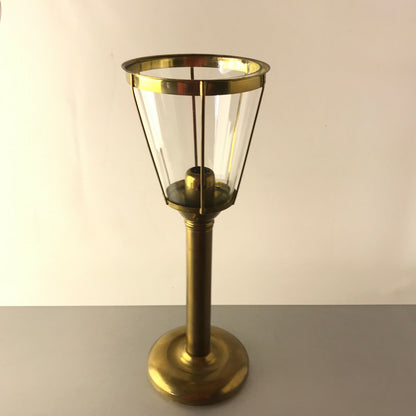 Vintage Kerzenhalter Windlicht Messing Glas Schirm H 33 cm Kerzenständer