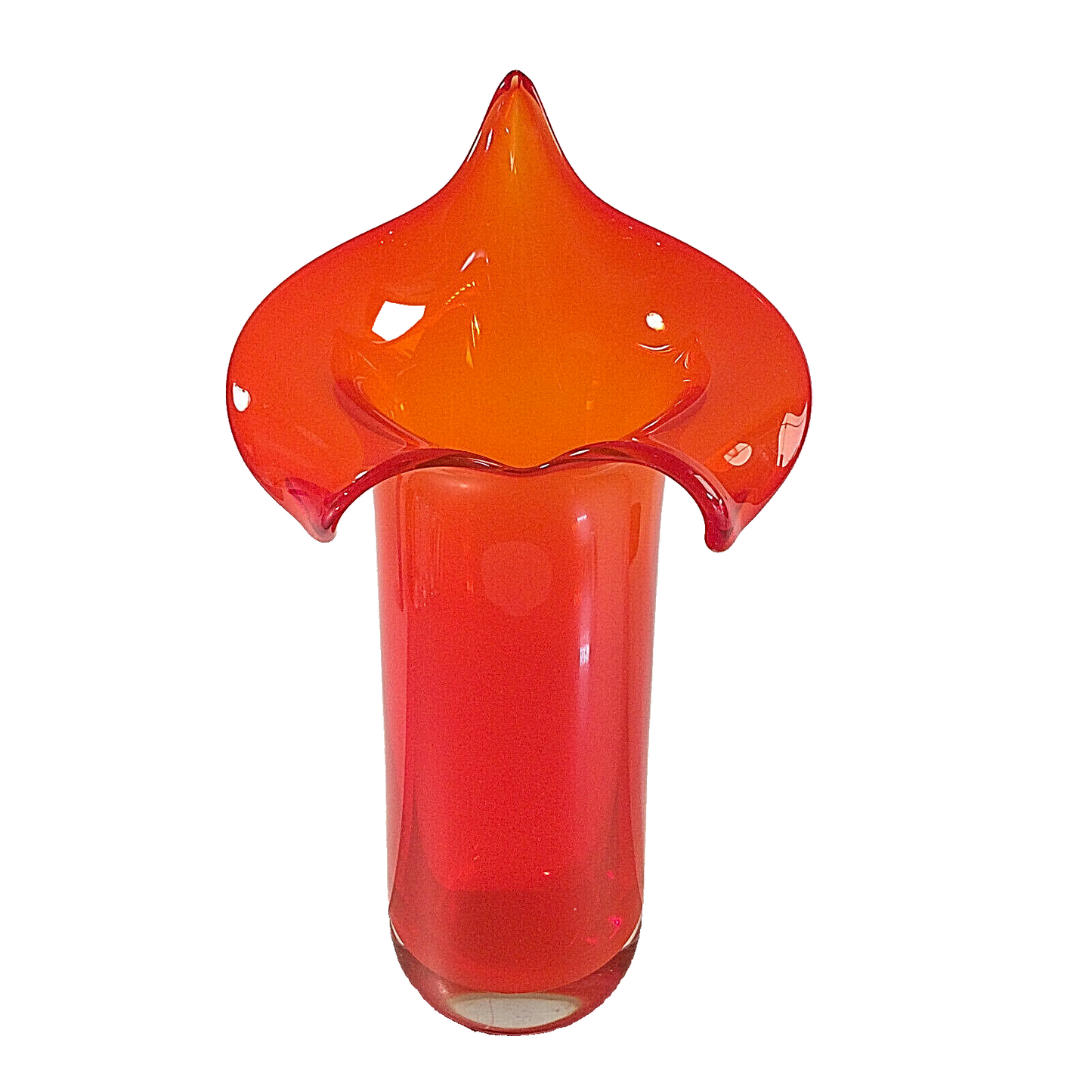 MID CENTURY Vase orange Überfang 27 cm 50er 60er Glas Glasvase Vintage