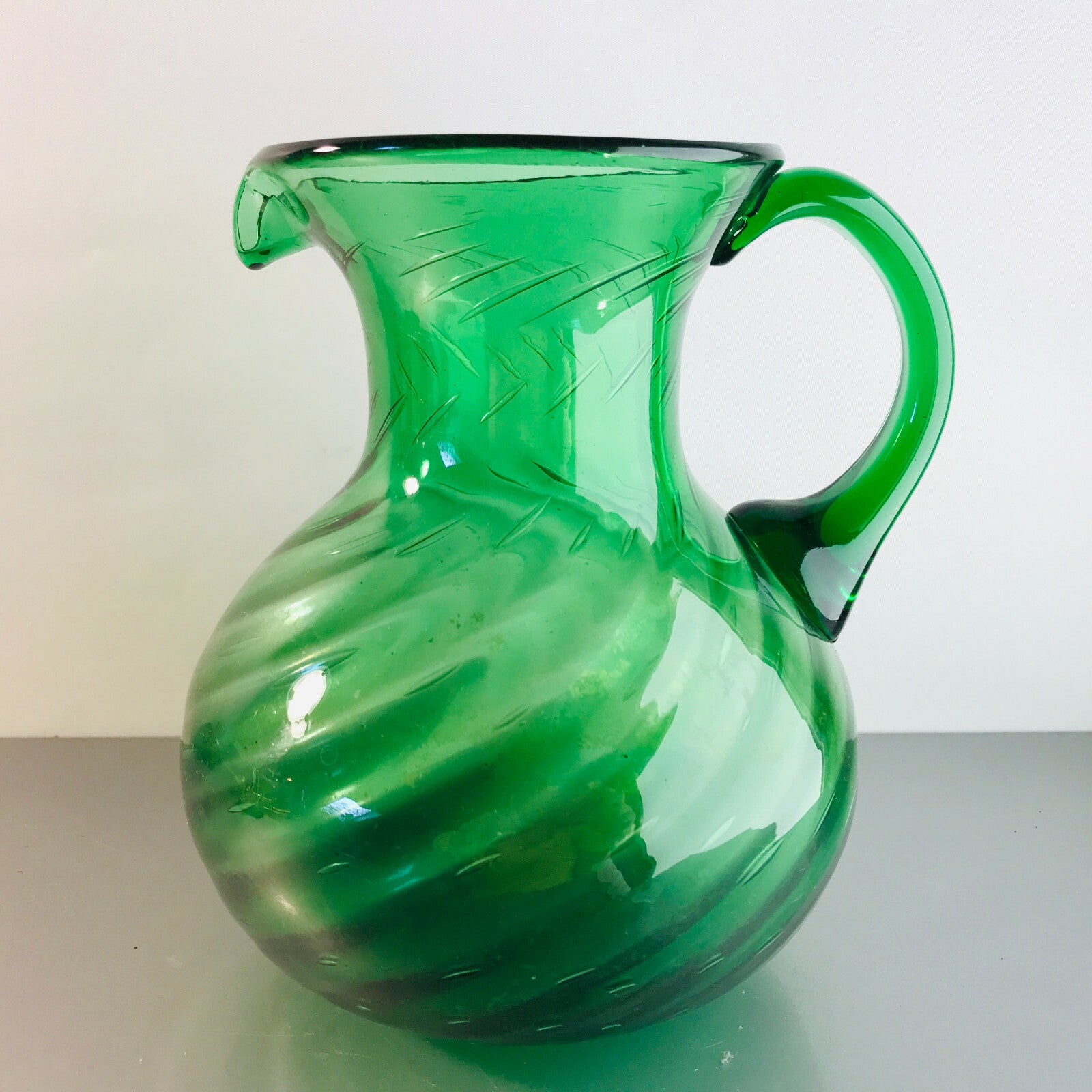 ITALY Empoli Verde grün Vase Kännchen Karaffe Kanne 19 cm Glas
