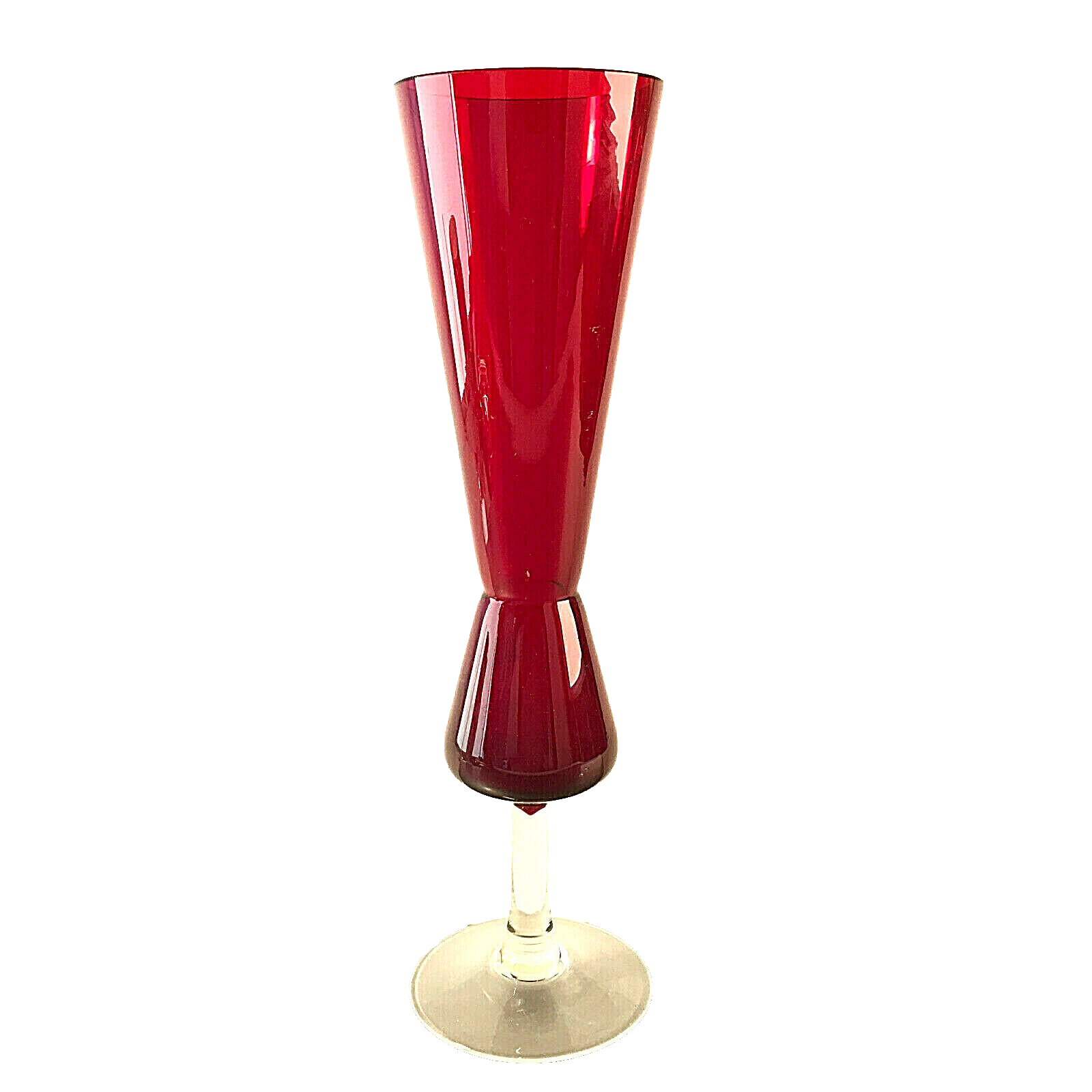 Vase rot 27 cm 50er 60er MID CENTURY Vase Glas Stengelvase
