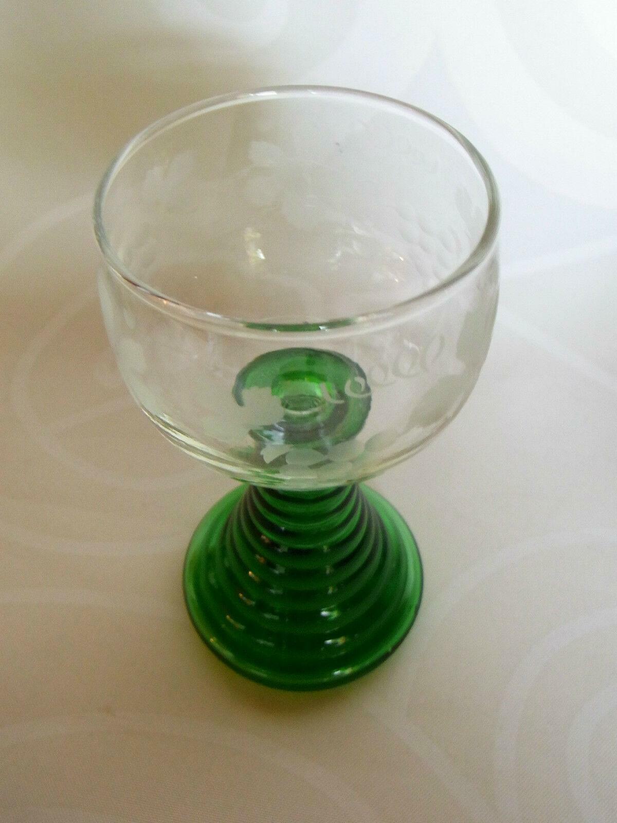RÖMER Weinglas Gas H 15,4 cm  GRÜN Hohlfuß Weinreben beschliffen (Einzel)