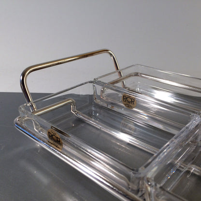 RCR Italia Schälchen Tablett Schalen Glas versilbert SHERATONN