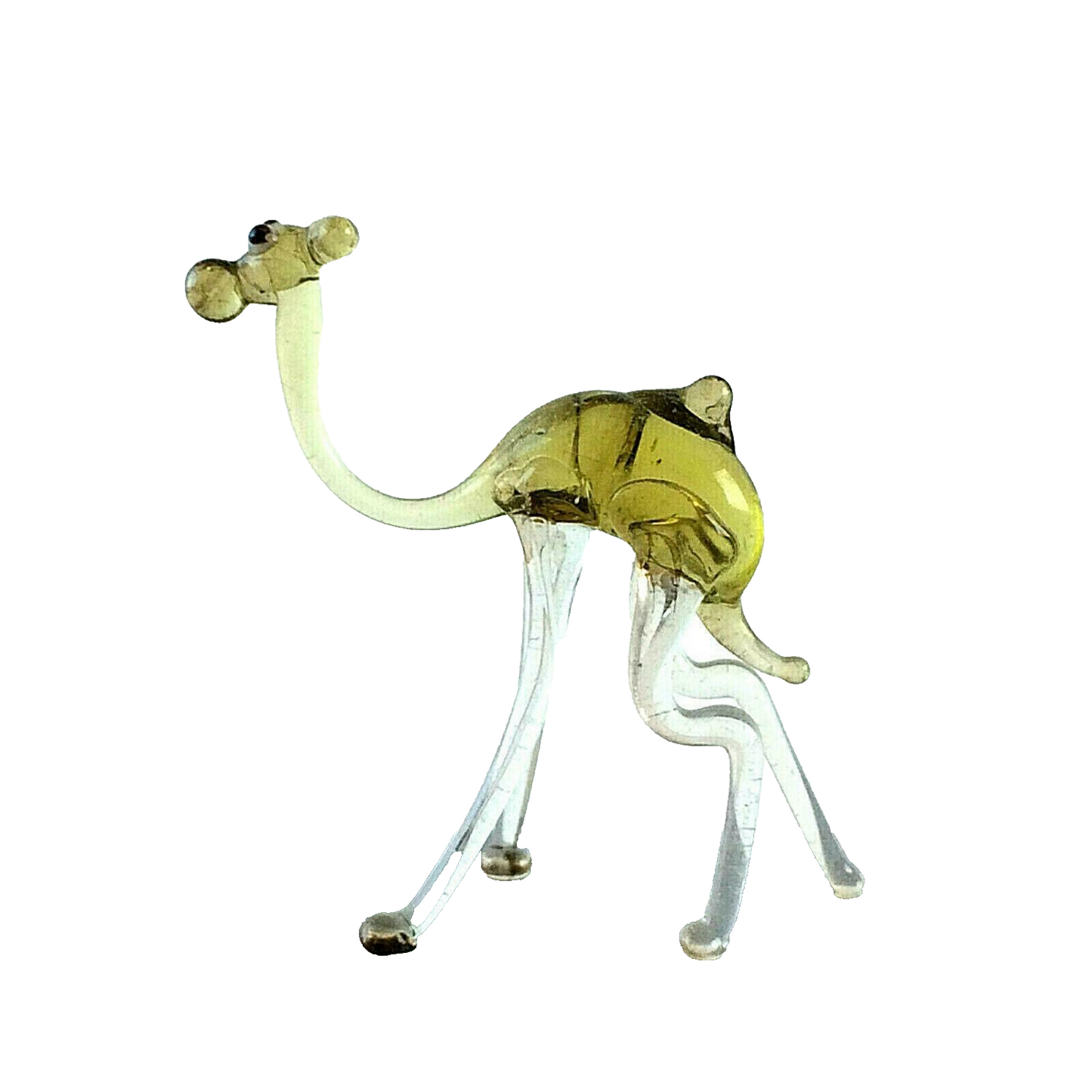 Dromedar Camel gelb H 3,5 cm Glas 50er 60er Lauscher Vintage MID CENTURY 