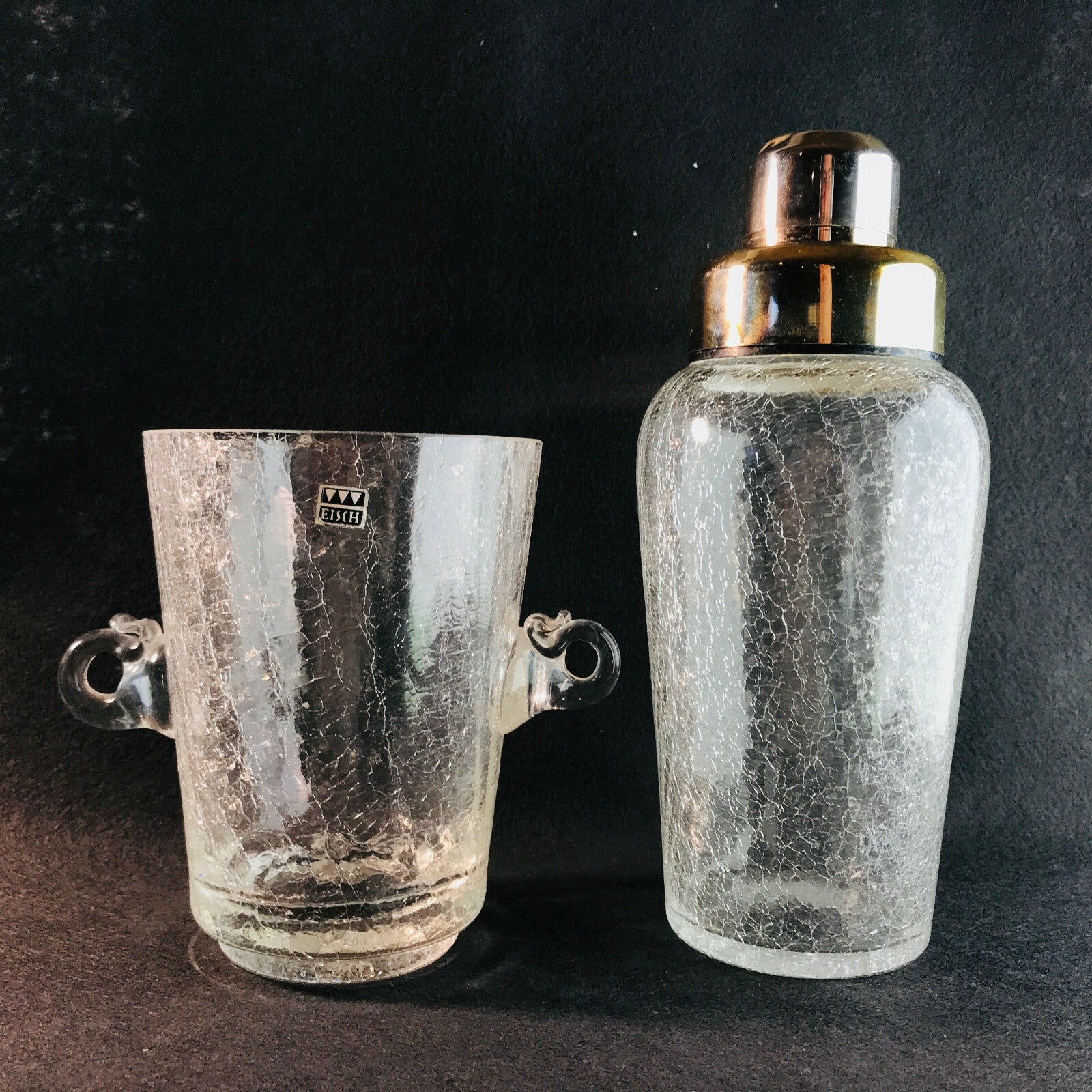 Cocktailshaker Shaker MID CENTURY Glas 50er 60er EISCH Craquelee  Eiseimer