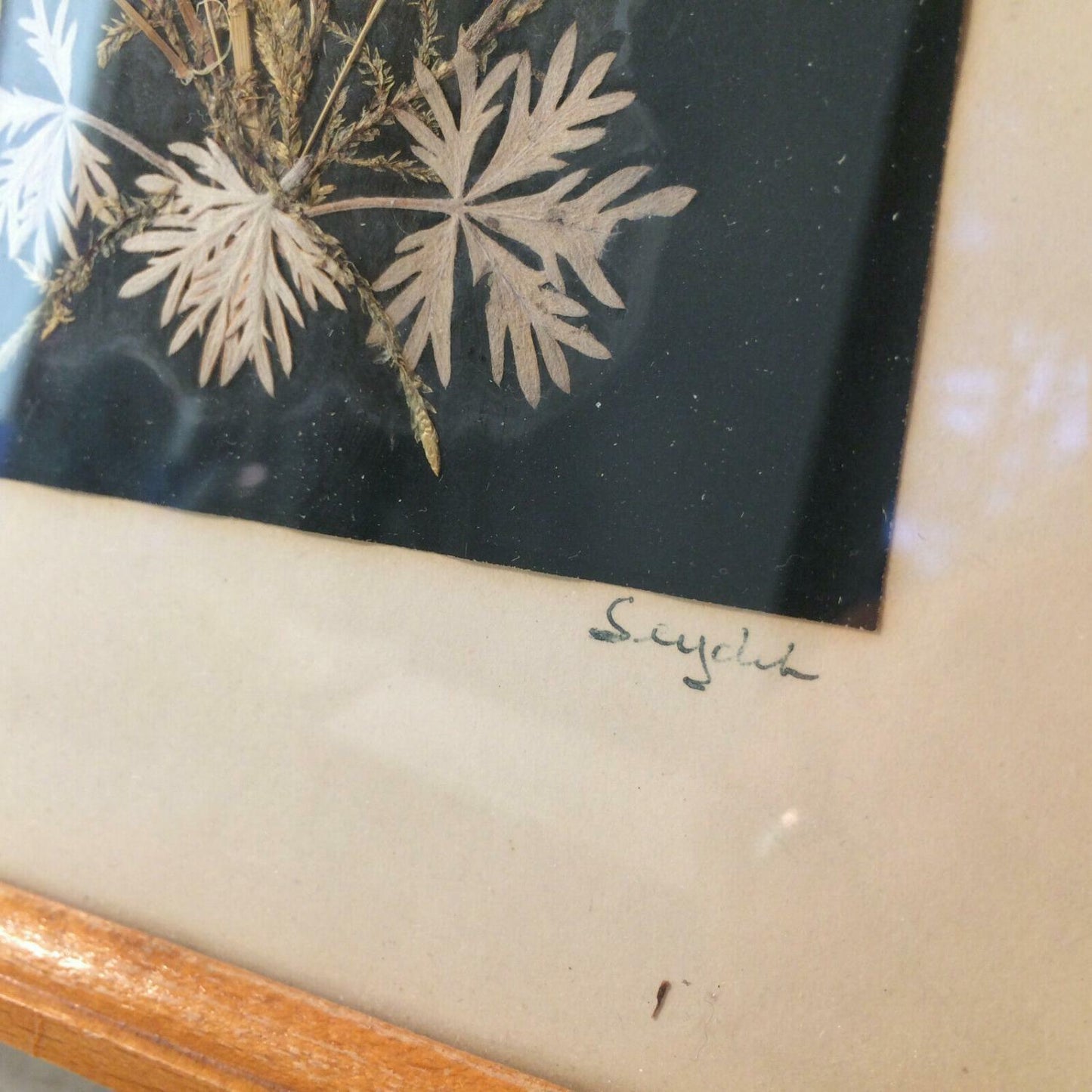 Strohbild VINTAGE 50er 60er Vase Blumen 16,5 x 31,4 cm im Rahmen 