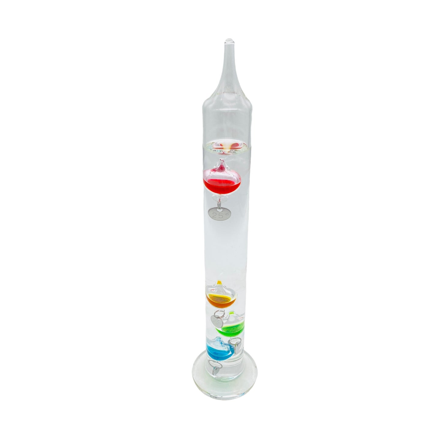 Therometer Glas 19 bis 25 Grad bunte Glaskugeln H 30 cm