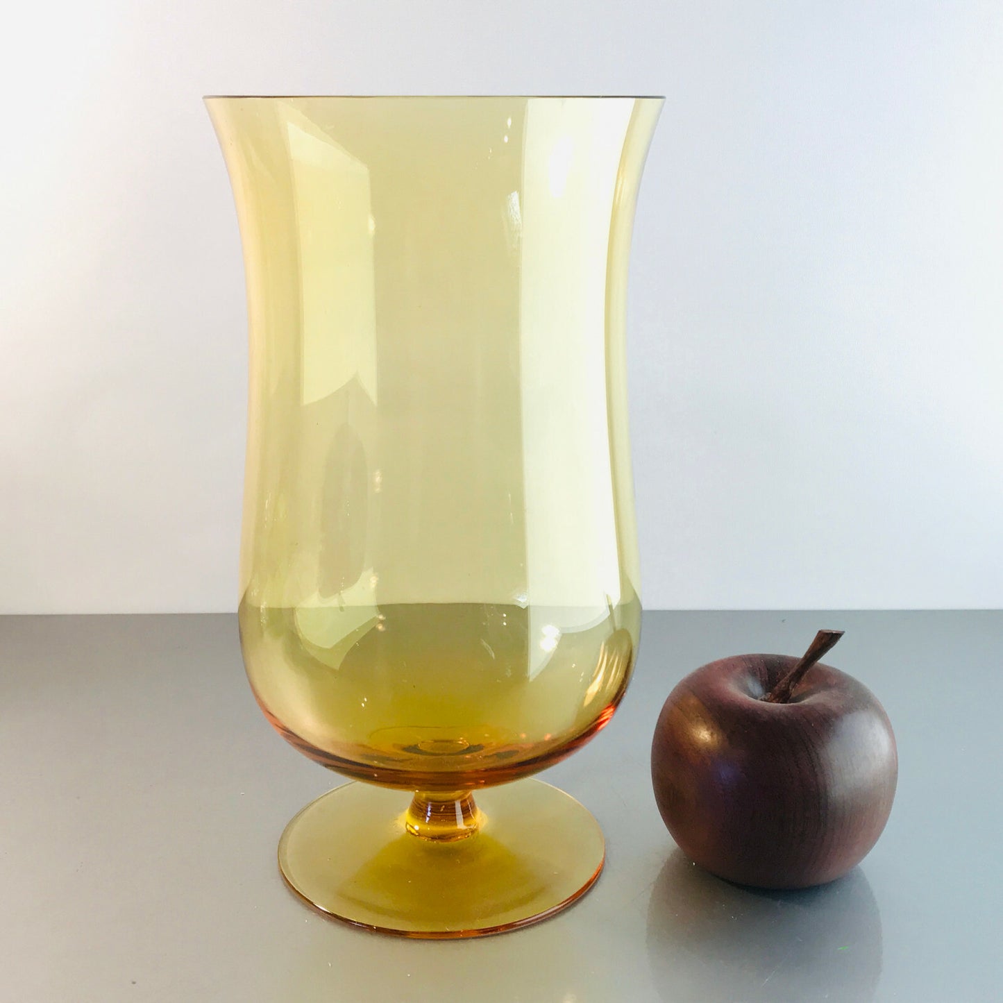Vase Bernstein 22,7 cm 50er 60er MID CENTURY Vase Glas Windlicht