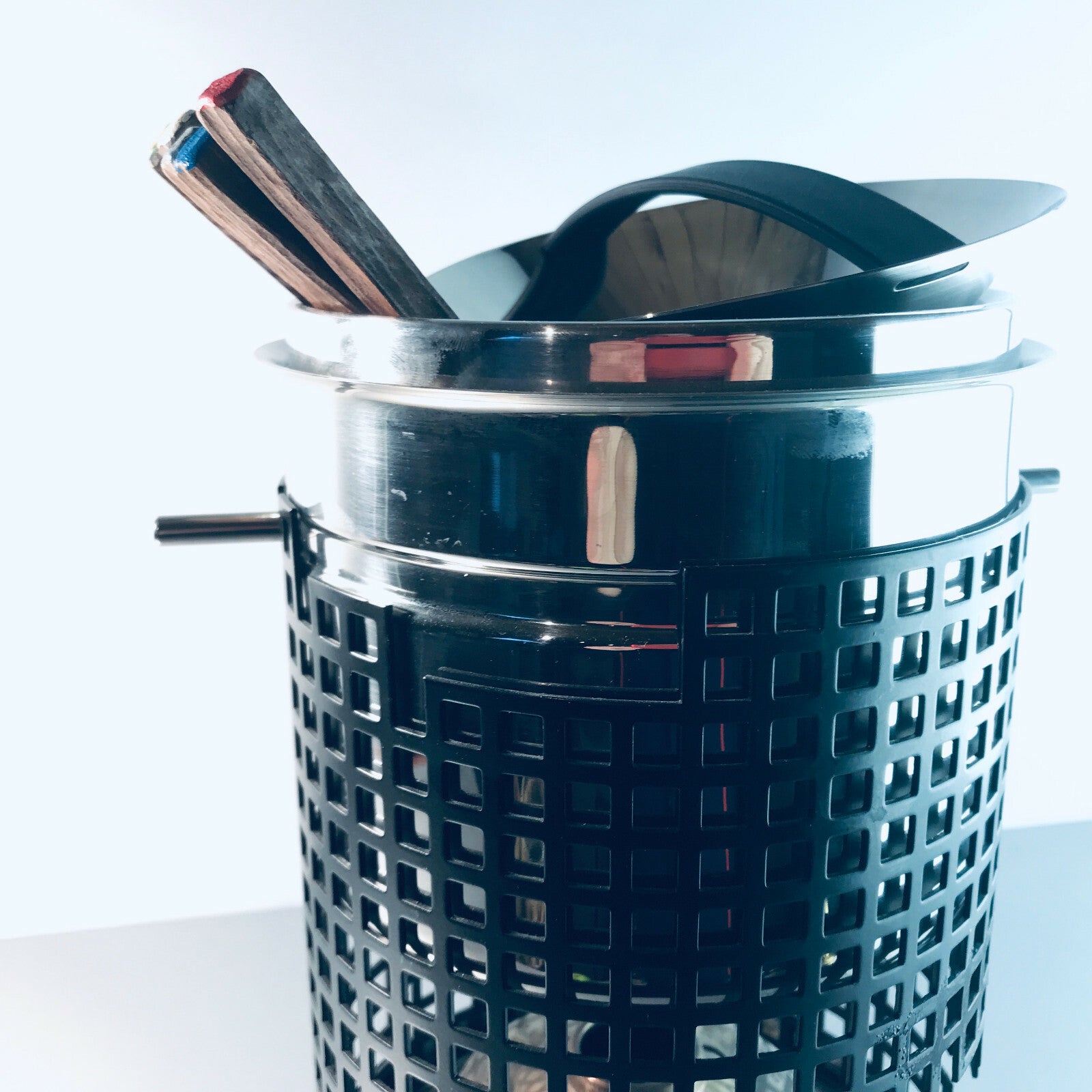 SPRING Swiss Fondue Topf Fonduetopf Stövchen Rechaud Edelstahl Gabeln