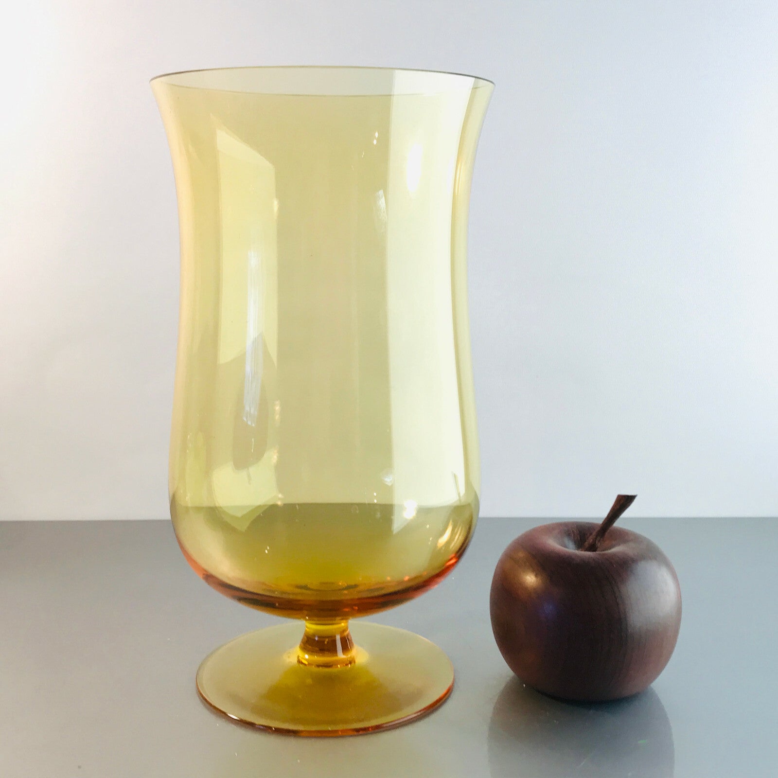 Vase Bernstein 22,7 cm 50er 60er MID CENTURY Vase Glas Windlicht