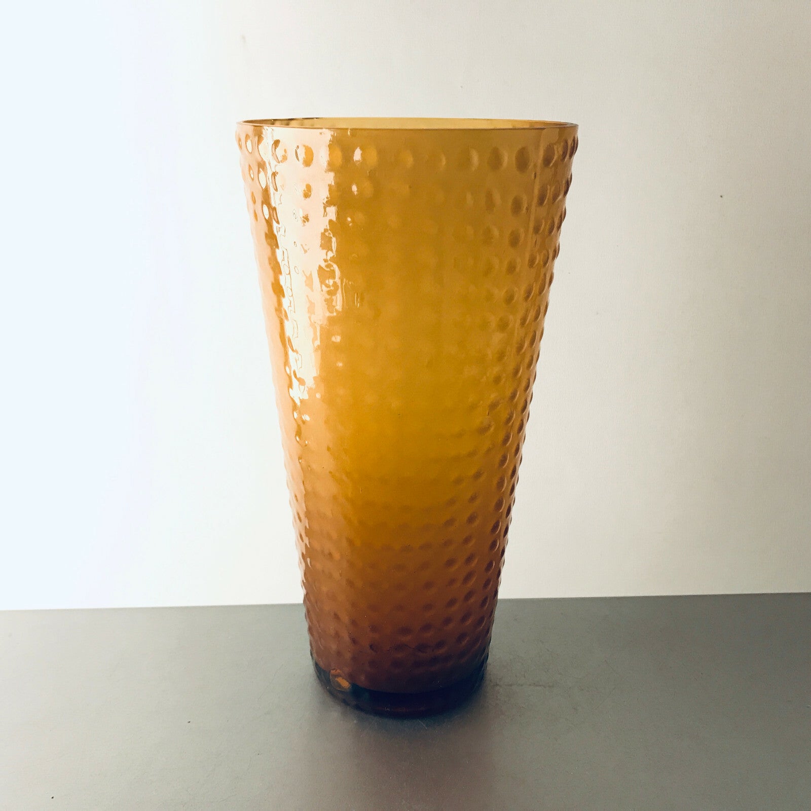 MID CENTURY Vase braun 24 cm 50er 60er Glas Glasvase Vintage Satinato