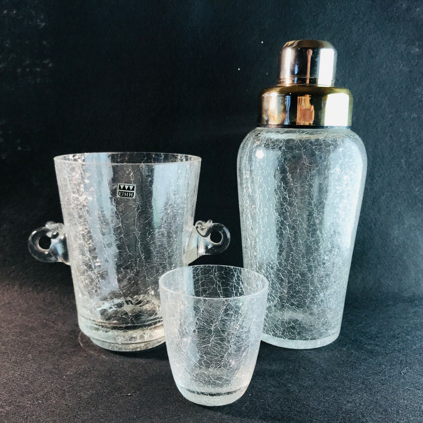 Cocktailshaker Shaker MID CENTURY Glas 50er 60er EISCH Craquelee  Eiseimer