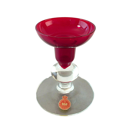 HOLMEGAARD Denmark Kerzenhalter Glas 60er 70er 10,5 Kerzenständer  rot