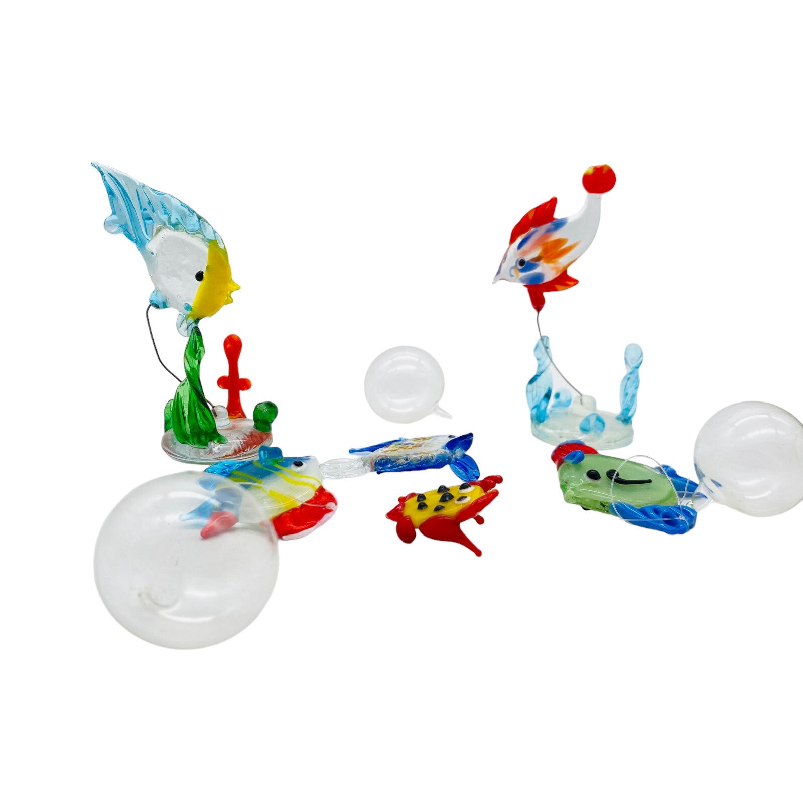 Fische mit Blasen Dekoration Glas Vintage ca 13 cm 60er 70er Tierfigur