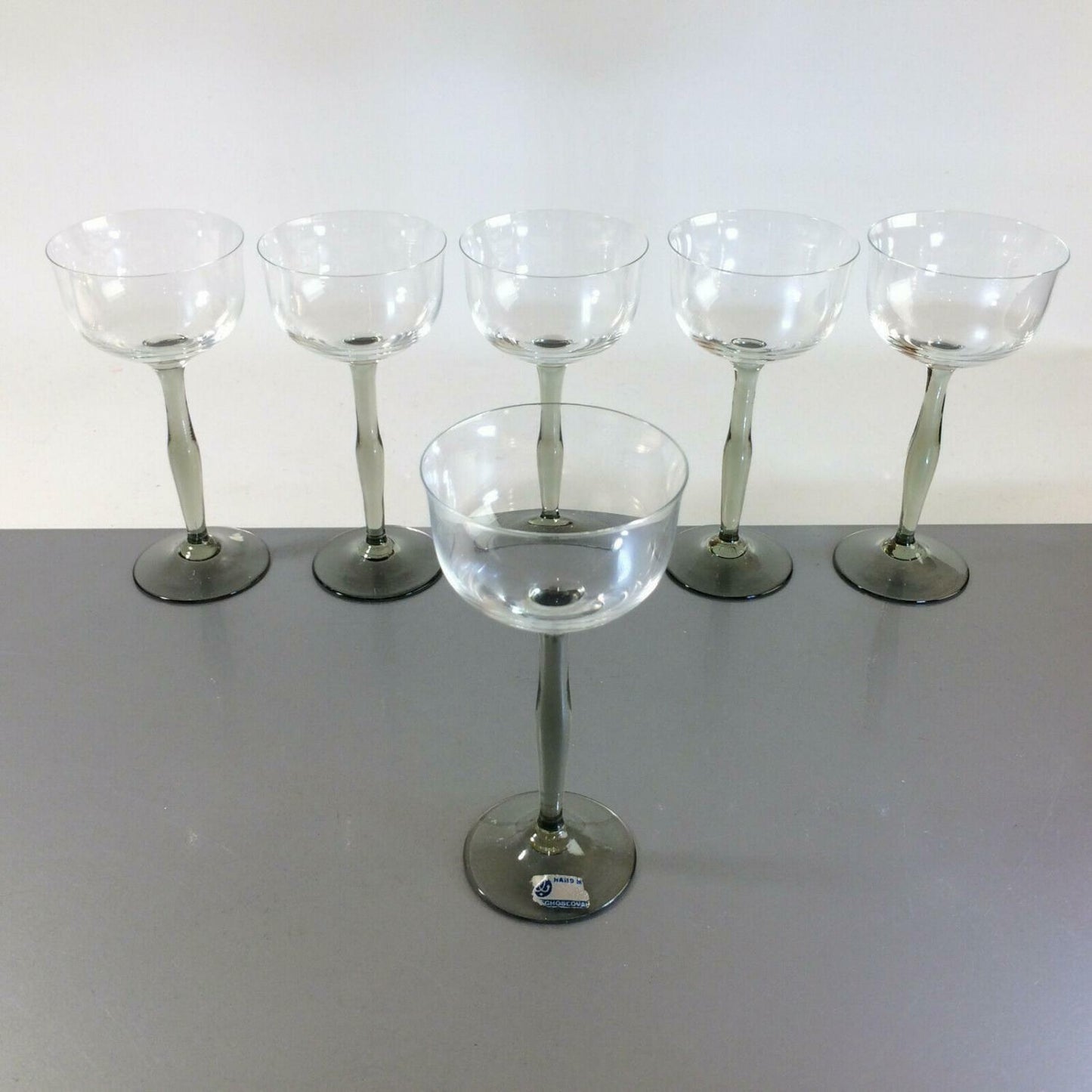Bohemia Likörglas Likörgläser Likörschalen Glas 14cm 60er 70er Rauchglas 