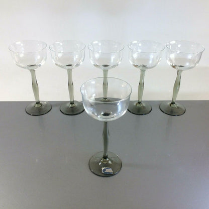 Bohemia Likörglas Likörgläser Likörschalen Glas 14cm 60er 70er Rauchglas 