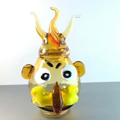 Murano Arte Bonboniere Glasdose Clown Harlekin Dose Deckeldose 60er 70er