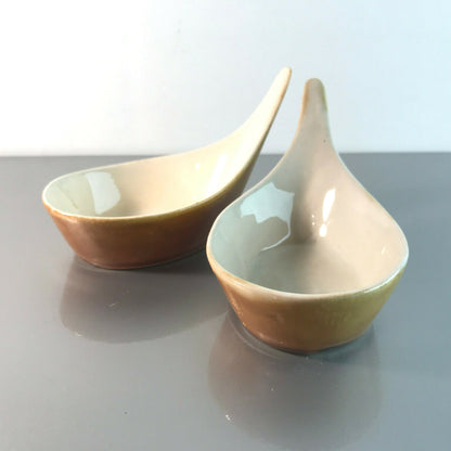 Keramik Schälchen Schale Seifelschale braun beige 2er Set Schiff 60er