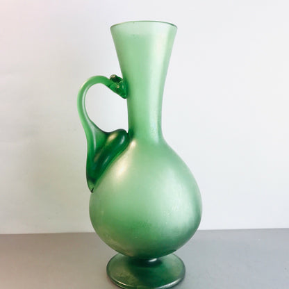 Vase satiniert Henkelvase grün signiert Nr 309 1981 22cm