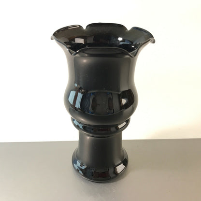 MID CENTURY Glas schwarz 15,5 cm 50er 60er Vintage Vase Dekoration