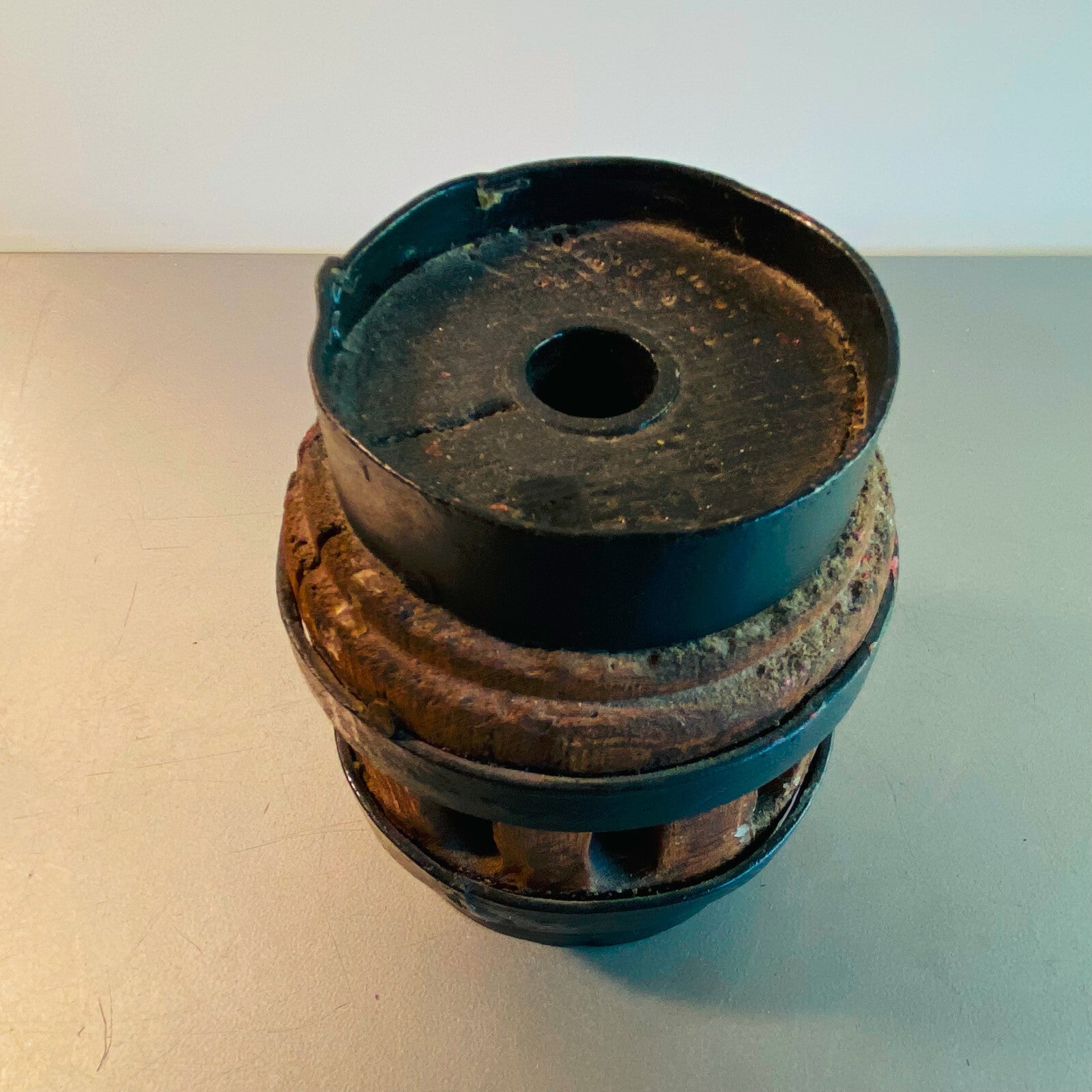 Holz Kerzenständer Kerzenhalter H 12 cm D innen 7,5 cm Vintage 60er 70er