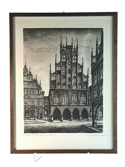 Fritz Hartmann (1878-1961) orginal Radierung gerahmt MÜNSTER Rauthaus 