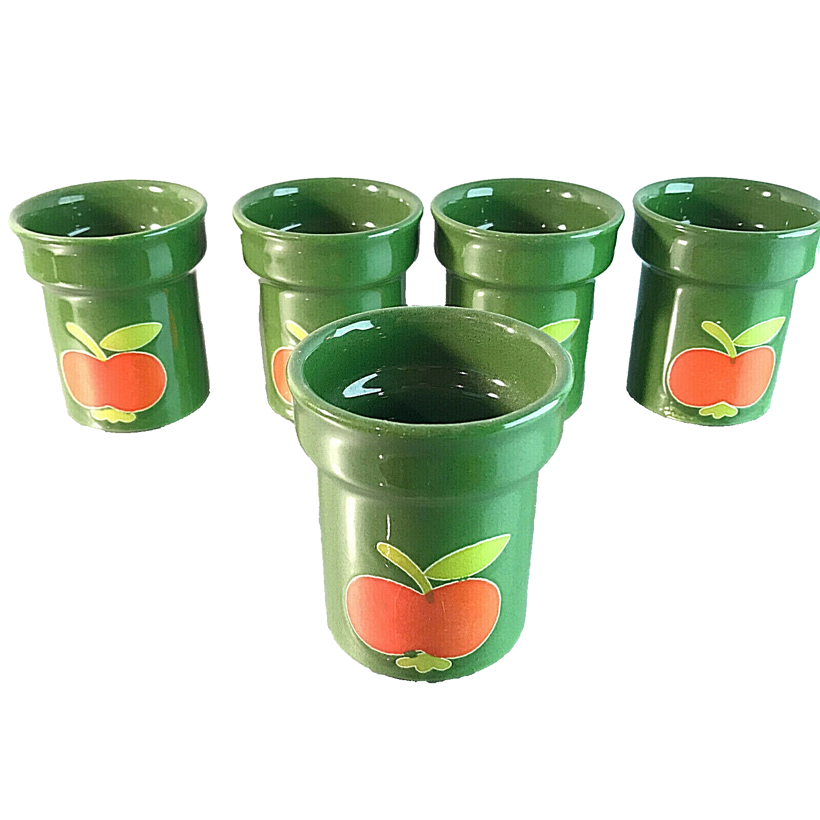 WÄCHTERSBACH Keramik Vase Becher Set grün Apfel 60er 70er 9,6 cm Kinder