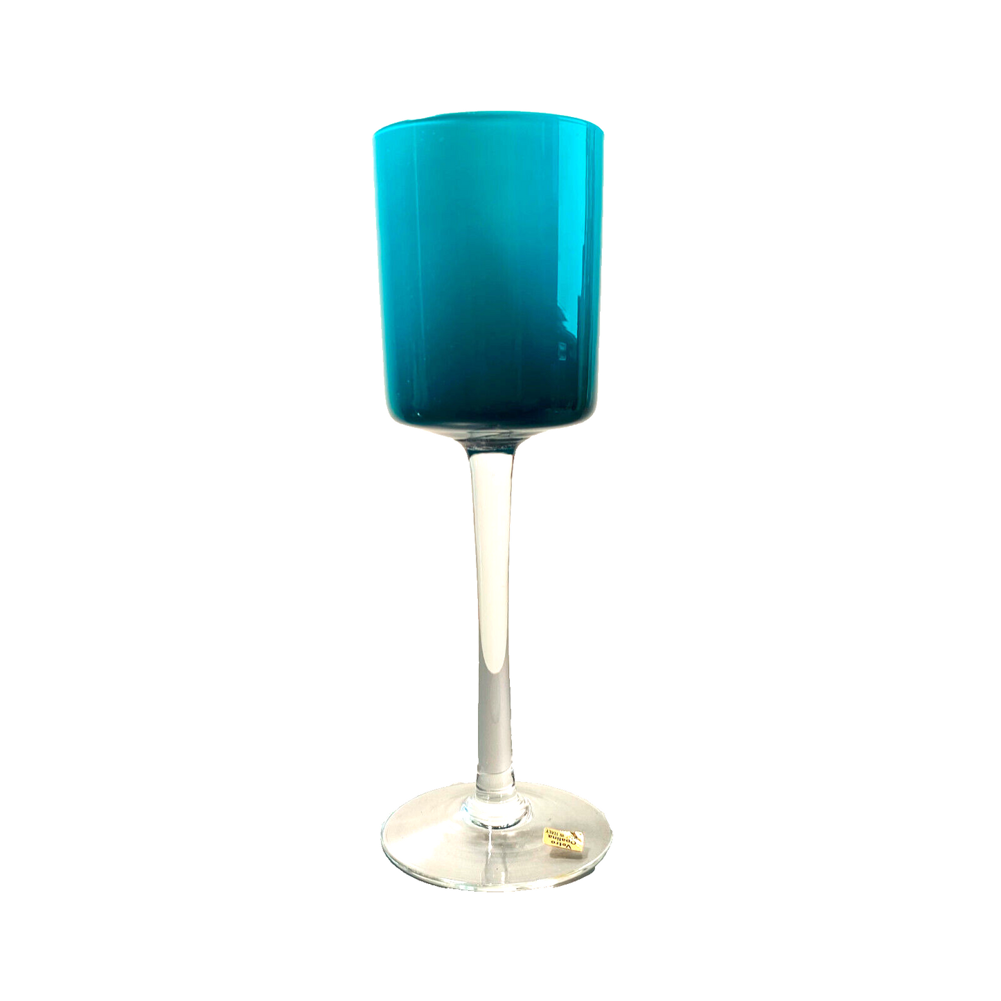 Made in ITALY Glas 21,3 cm 60er VETRO OPALINA türkis blau Überfang weiß