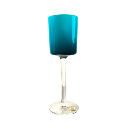 Made in ITALY Glas 21,3 cm 60er VETRO OPALINA türkis blau Überfang weiß
