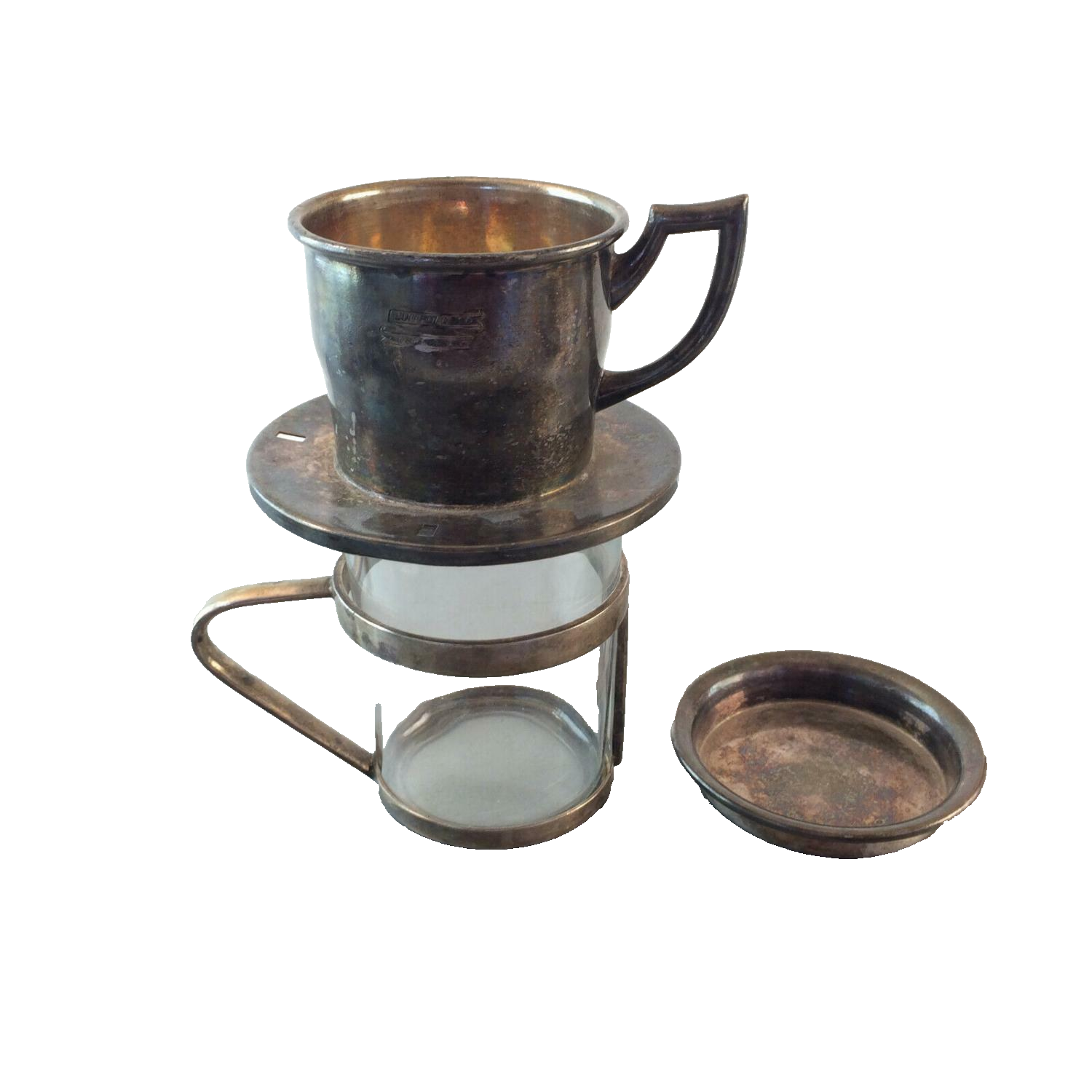 LUITPOLDBAD Tassenfilter Teller Filter versilbert Set Tasse Gebr. HEPP