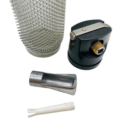 Sodaflasche Netz Vintage 60er 70er Sodasiphon Metall silber Siphon Glasflasche