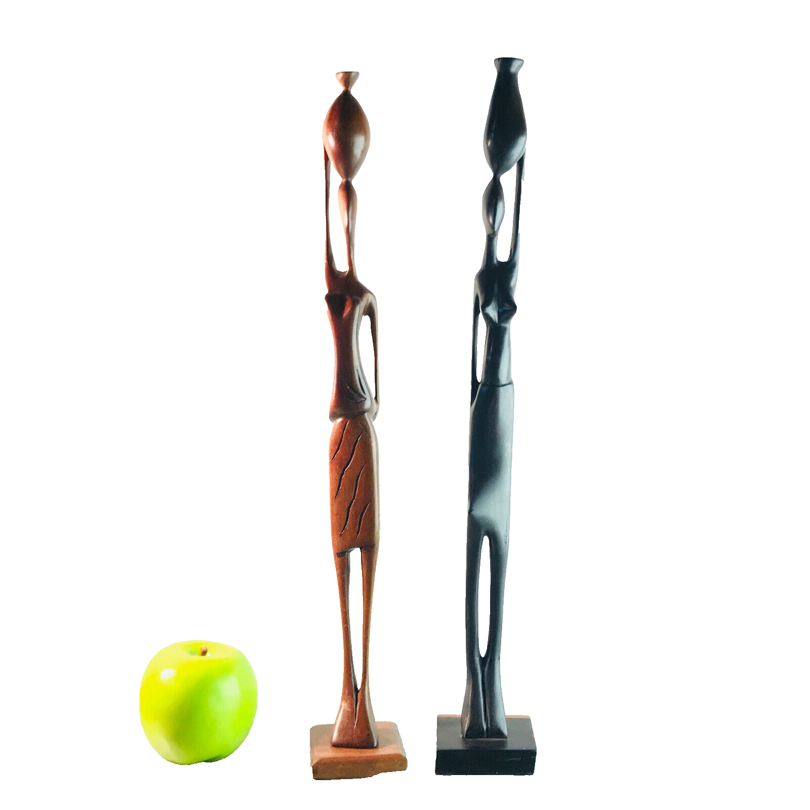 AFRIKANISCHE Figur handgeschnitzt 41,5 42,5 cm HOLZ Afrikanerinnen AFRIKA