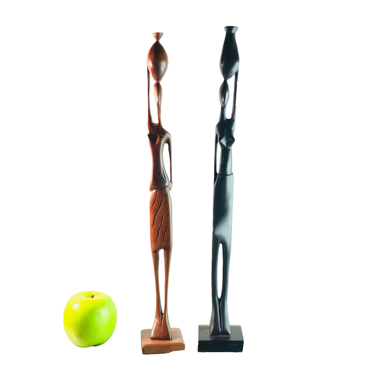 AFRIKANISCHE Figur handgeschnitzt 41,5 42,5 cm HOLZ Afrikanerinnen AFRIKA