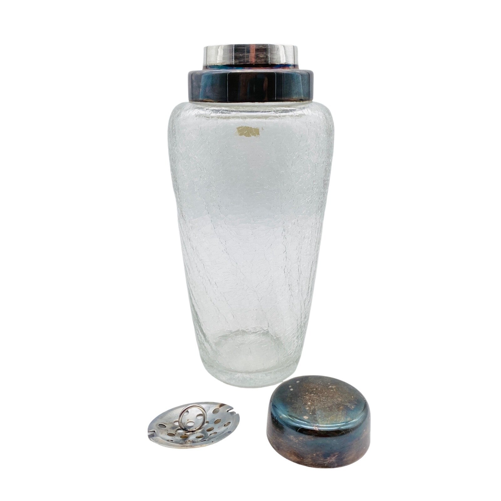 WMF Cocktailshaker Shaker Craquelle Glas 40er 50er Neusilber versilbert Hausbar