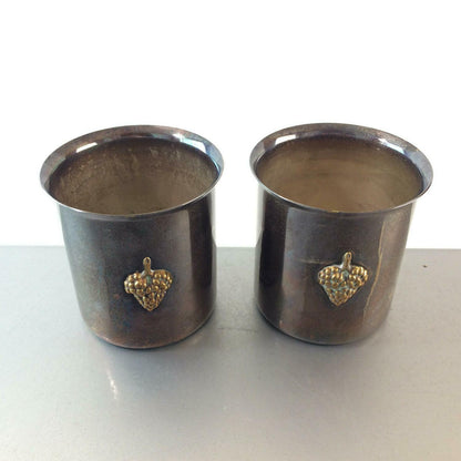 cenacchi Vasen Becher Set  50er 60er 9 cm Italy versilbert