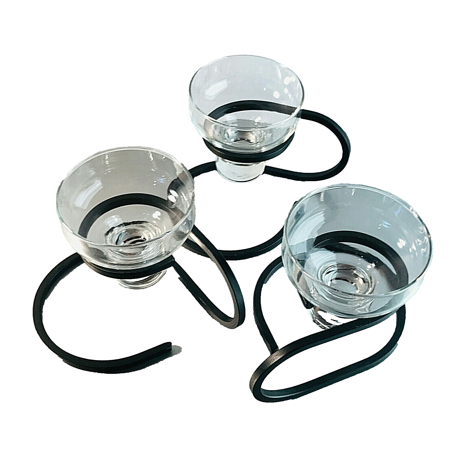 Kerzenhalter 3er Set Danish Iron SCHMIEDEEISEN MID CENTURY 50er 60er Glas