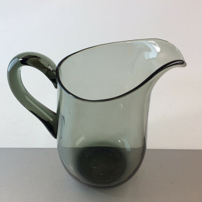 RAUCHGLAS Turmalin Glas Vase Kanne Karaffe VINTAGE 20,5 cm 60er 70er Kanne