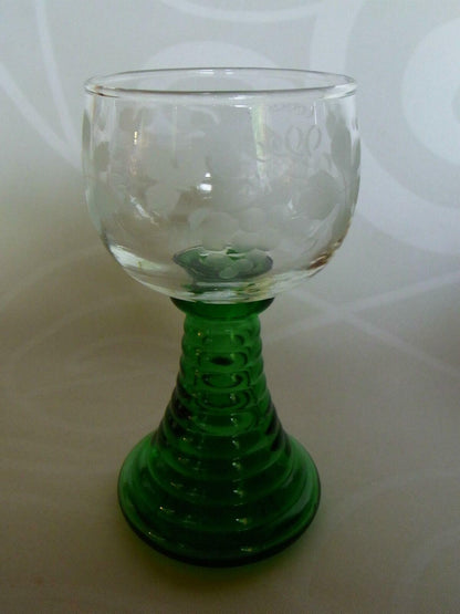 RÖMER Weinglas Gas H 15,4 cm  GRÜN Hohlfuß Weinreben beschliffen (Einzel)