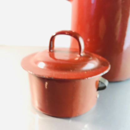 Vintage Emaille Kanne H 30 cm Milchkanne braun