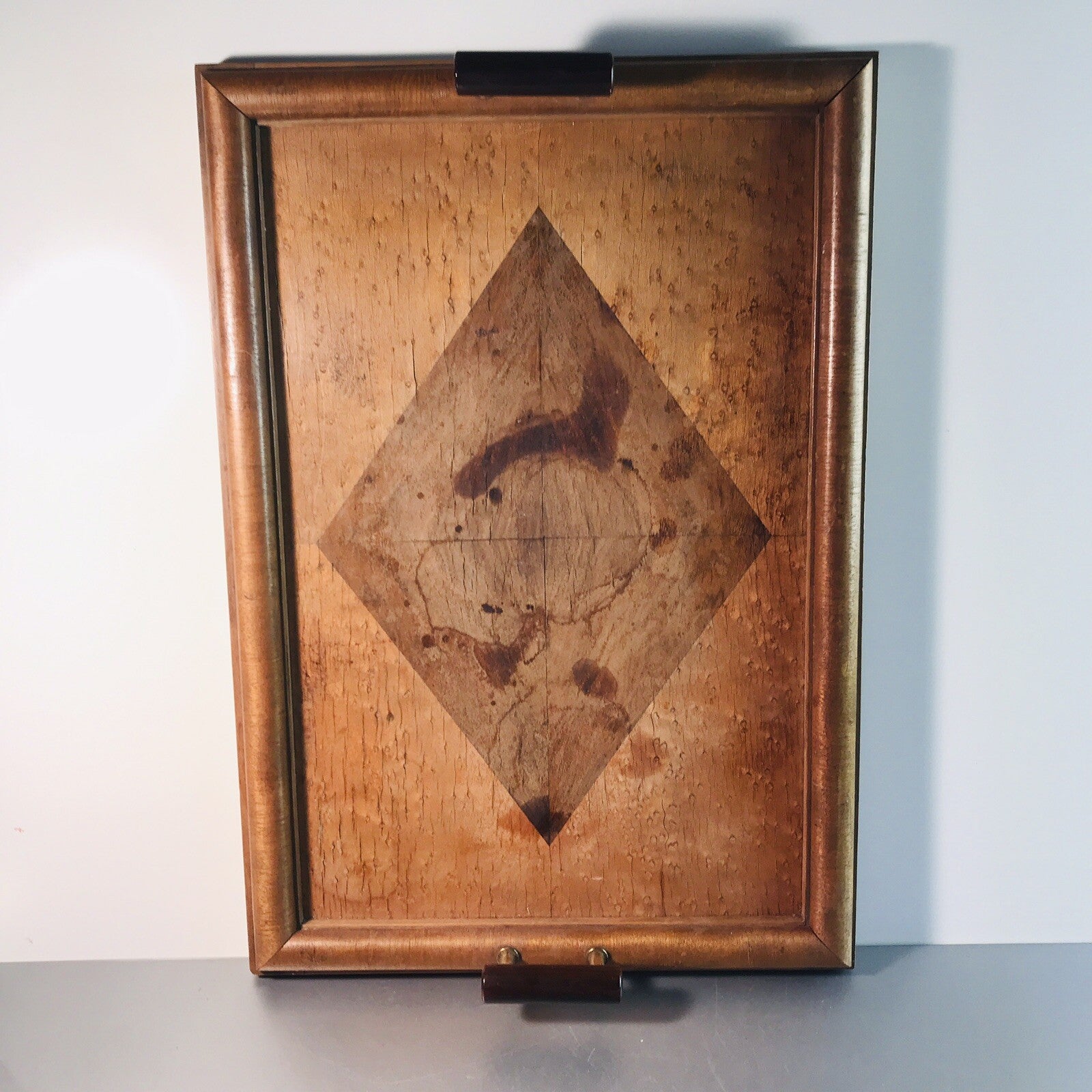 Art Déco 40er 50er 60er Tablett 48,5 x 33,7 cm HOLZ Holztablett 