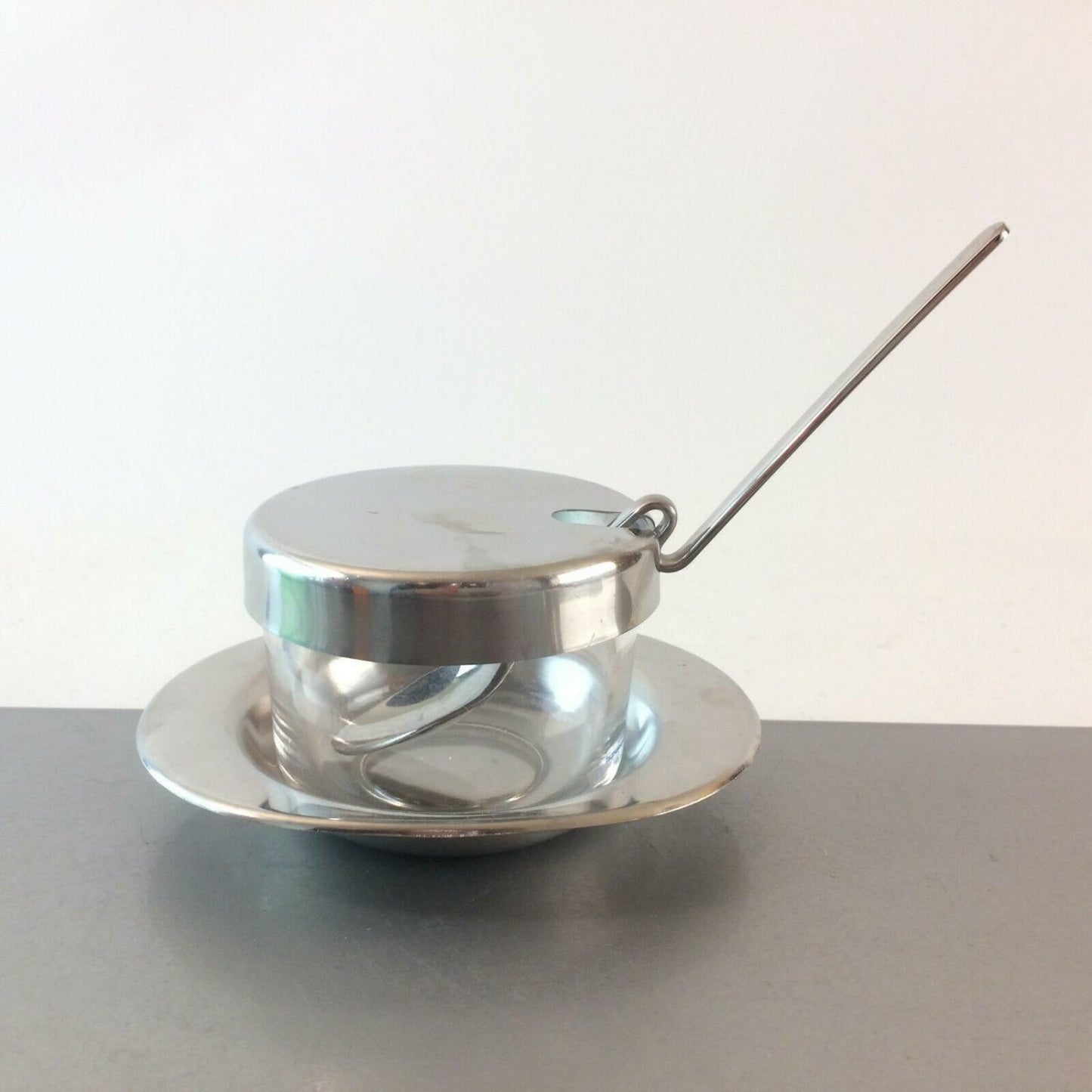 BRAUN & KEMMLER Schälchen Glas mit Löffel Edelstahl 60er Schale